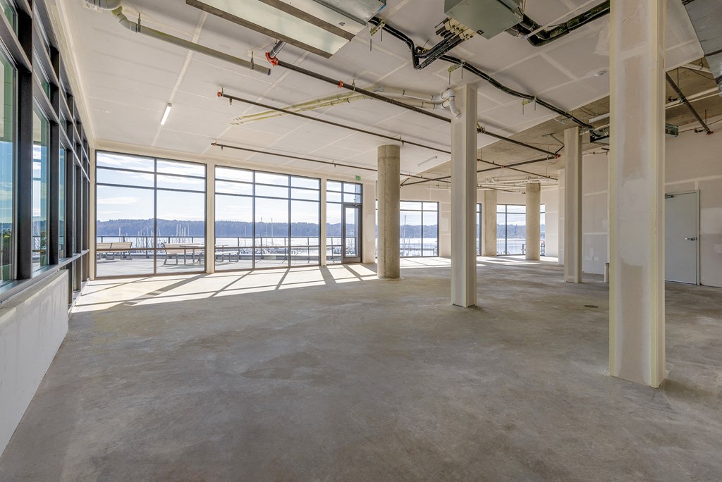 a large office space with a view of the water at Marina Square, Washington