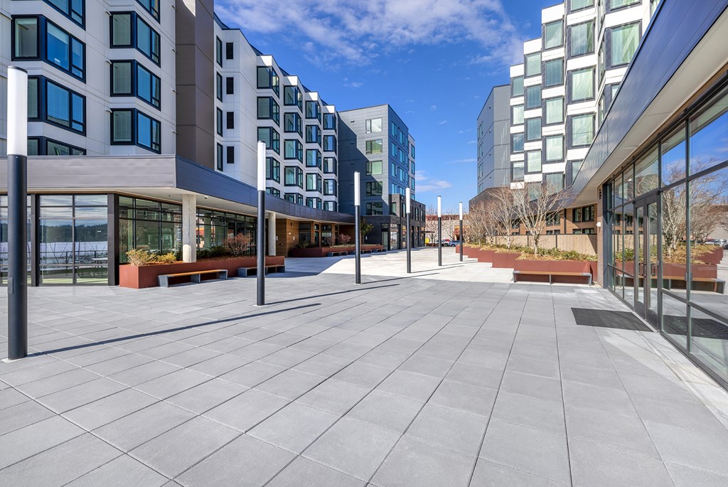 pblic sunny walking square for residents to enjoy at Marina Square, Washington, 98337