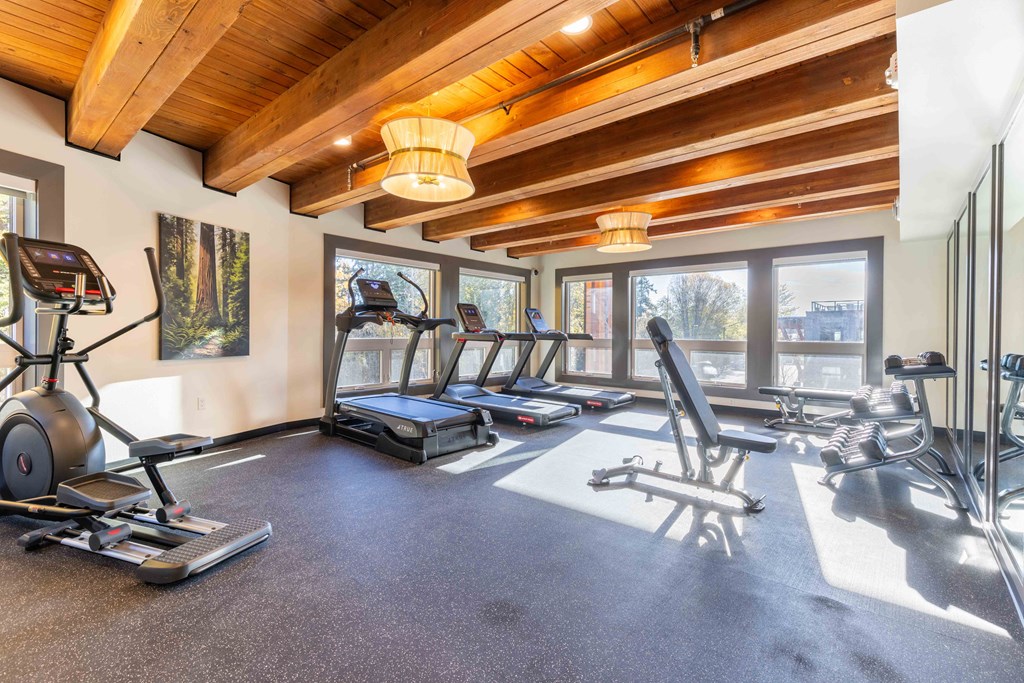 the gym has plenty of equipment for the residents to use at Rivulet, Silverdale Washington