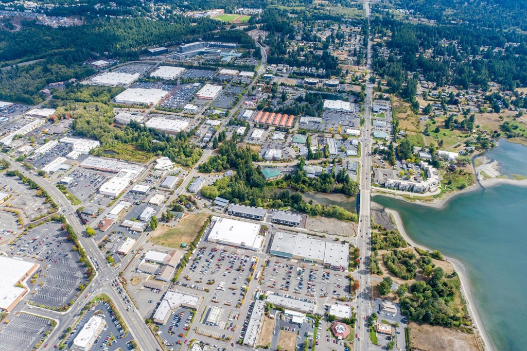 an aerial view of the city at Rivulet, Silverdale, WA
