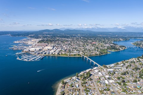 an aerial view of the city at Spyglass Hill Apartments, Bremerton, WA