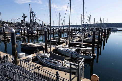 A marina with boats docked at the pier  at Spyglass Hill Apartments, Bremerton, 98337