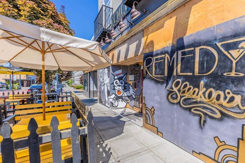 A mural on a wall with the word  at Spyglass Hill Apartments, Bremerton, 98337