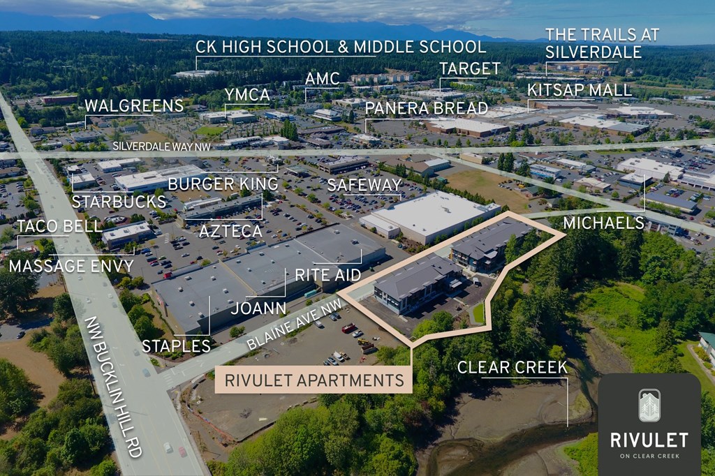 a map of the city of ck high school and middle school at Rivulet, Silverdale Washington