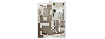one bedroom one bath floor plan at The Apex at CityPlace, Overland Park