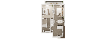 one bedroom one bath floor plan B at The Apex at CityPlace, Kansas