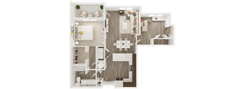 one bedroom one bath floor plan C at The Apex at CityPlace, Kansas, 66210