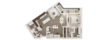 one bedroom 2 bath floor plan D at The Apex at CityPlace, Overland Park, KS, 66210