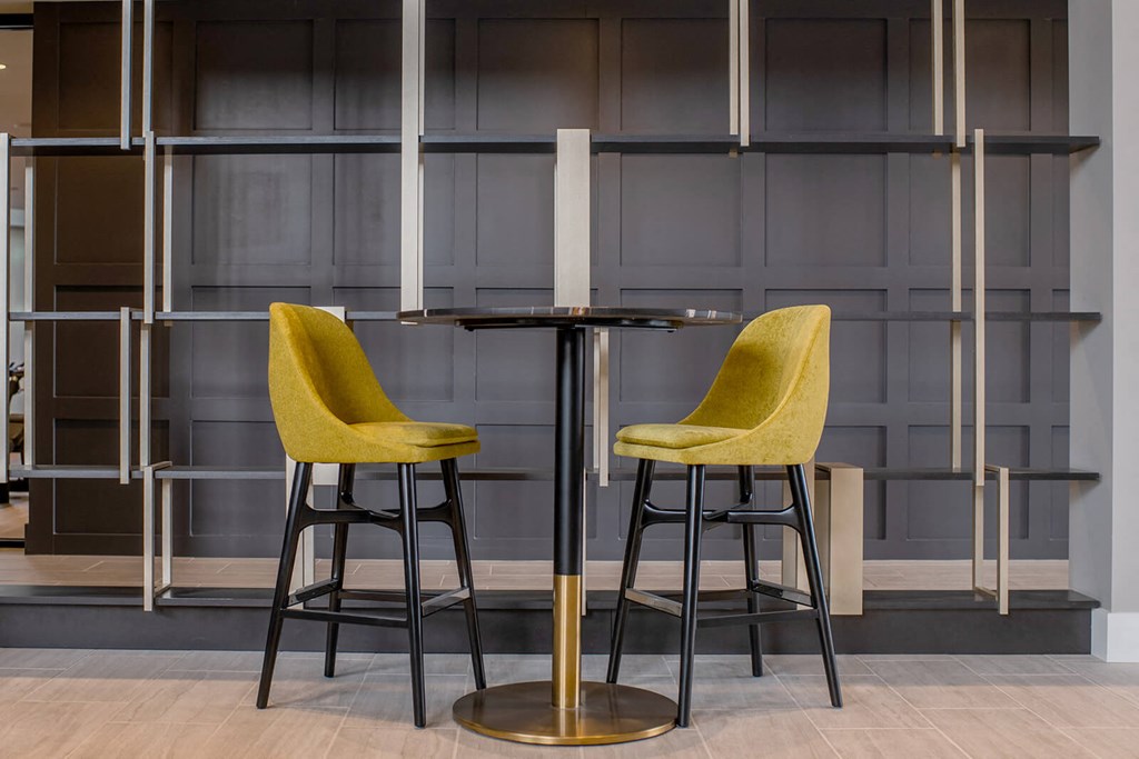 two barstools around a high top table at The Apex at CityPlace, Kansas