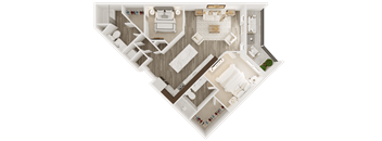 2 bedroom 2 bathroom floor plan Z at The Apex at CityPlace, Kansas