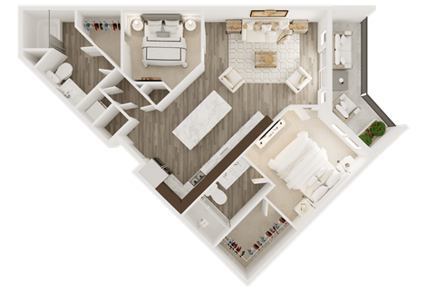 2 bedroom 2 bathroom floor plan Z at The Apex at CityPlace, Kansas