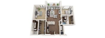 2 bedroom 2 bathroom Floor plan A at The Residences at Galleria, Kansas