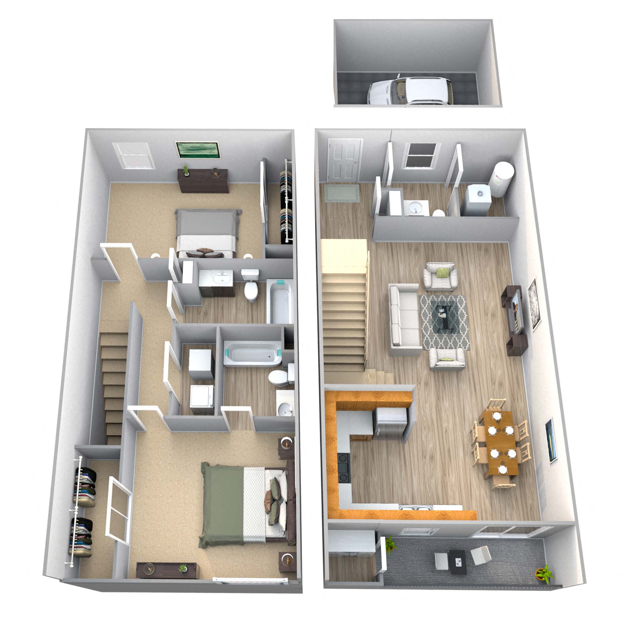 2 Bedroom Townhome Detached Garage