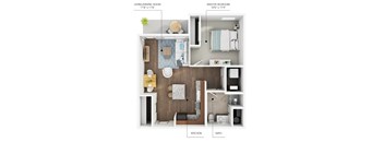 1 Bed Floor Plan at Capitol Grove Apartments, Des Moines, IA