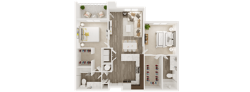 2 bed 2 bath floor plan at The Apex at CityPlace, Overland Park, KS