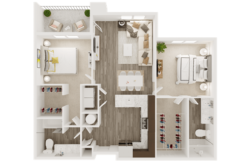 2 bed 2 bath floor plan at The Apex at CityPlace, Overland Park, KS