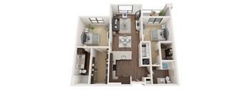 2 bedroom 2 bathroom Floor plan C at The Residences at Galleria, Kansas, 66211