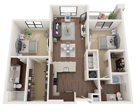 2 bedroom 2 bathroom Floor plan C at The Residences at Galleria, Kansas, 66211