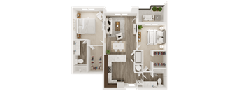 2 bed 2 bath floor plan A at The Apex at CityPlace, Overland Park, Kansas