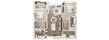 2 bed 2 bath floor plan B at The Apex at CityPlace, Overland Park