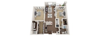 2 bedroom 2 bathroom Floor plan G at The Residences at Galleria, Overland Park, KS
