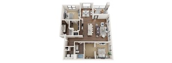 2 bedroom 2 bathroom Floor plan I at The Residences at Galleria, Overland Park, 66211