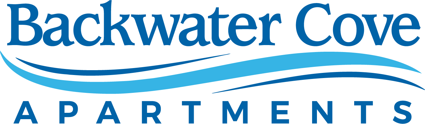 The image is a logo for Backwater Cove Apartments.