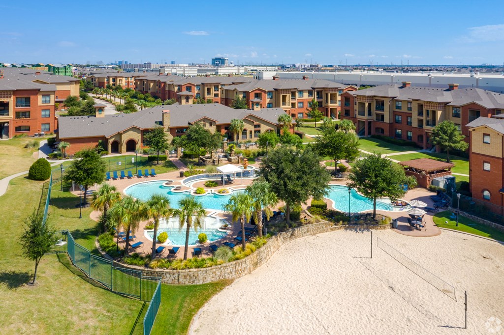 Resort-Style Pool and Volleyball at Bella Madera Apartments, Lewisville, 75056