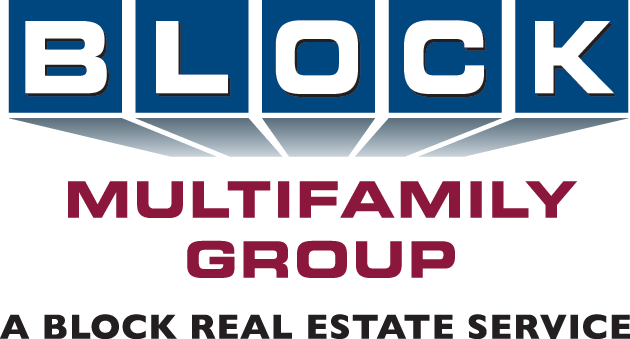 a sign that says black multifamily group with a block real estate group