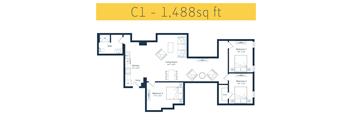 3 bedroom floor plan at The Station Lofts in Leavenworth