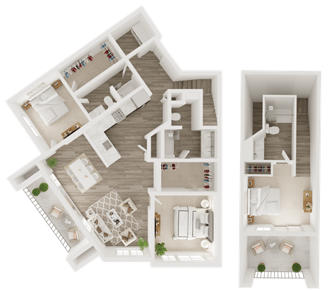 3 bedroom 3 bathroom floor plan B at The Apex at CityPlace, Overland Park