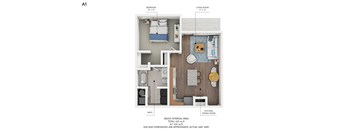 A1 Floor Plan at Capitol Grove Apartments, Iowa, 50317