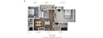 B9 Floor Plan at Capitol Grove Apartments, Des Moines, Iowa