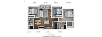 C1 Floor Plan at Capitol Grove Apartments, Iowa
