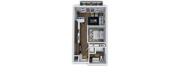 E1 3D studio 1 bath at The Villas at Waterside, Lenexa, KS