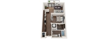 1 bed 1 bath floor plan C at The Residences at Galleria, Kansas, 66211