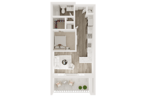 Studio 1 bath floor plan A at The Apex at CityPlace, Overland Park, KS