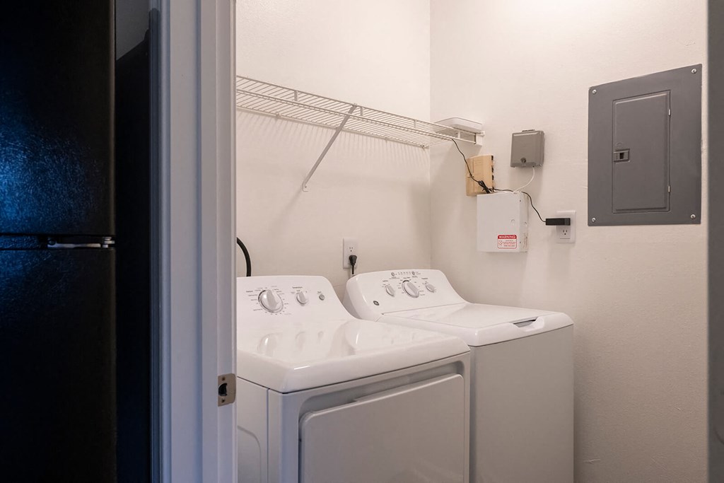 a washer and dryer in a laundry room