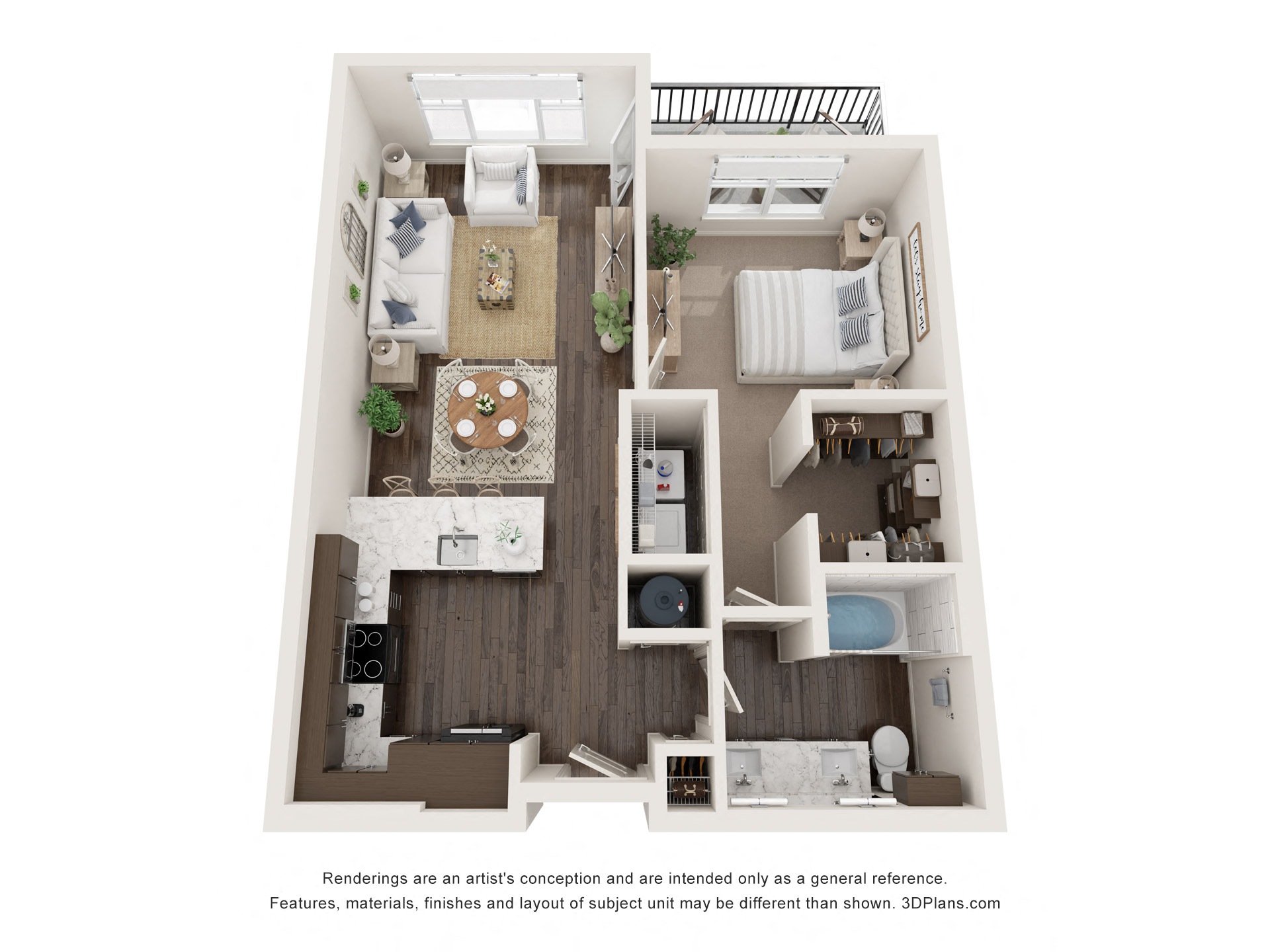 1 bed 1 bath floor plan at The Clearing at ONE28, Olathe, 66062