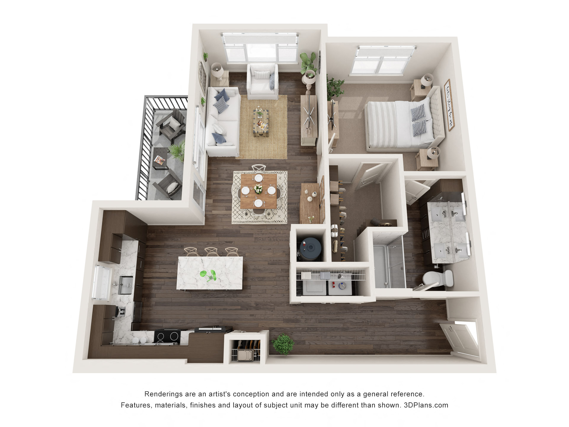 1 bed 1 bath floor plan A at The Clearing at ONE28, Olathe, Kansas