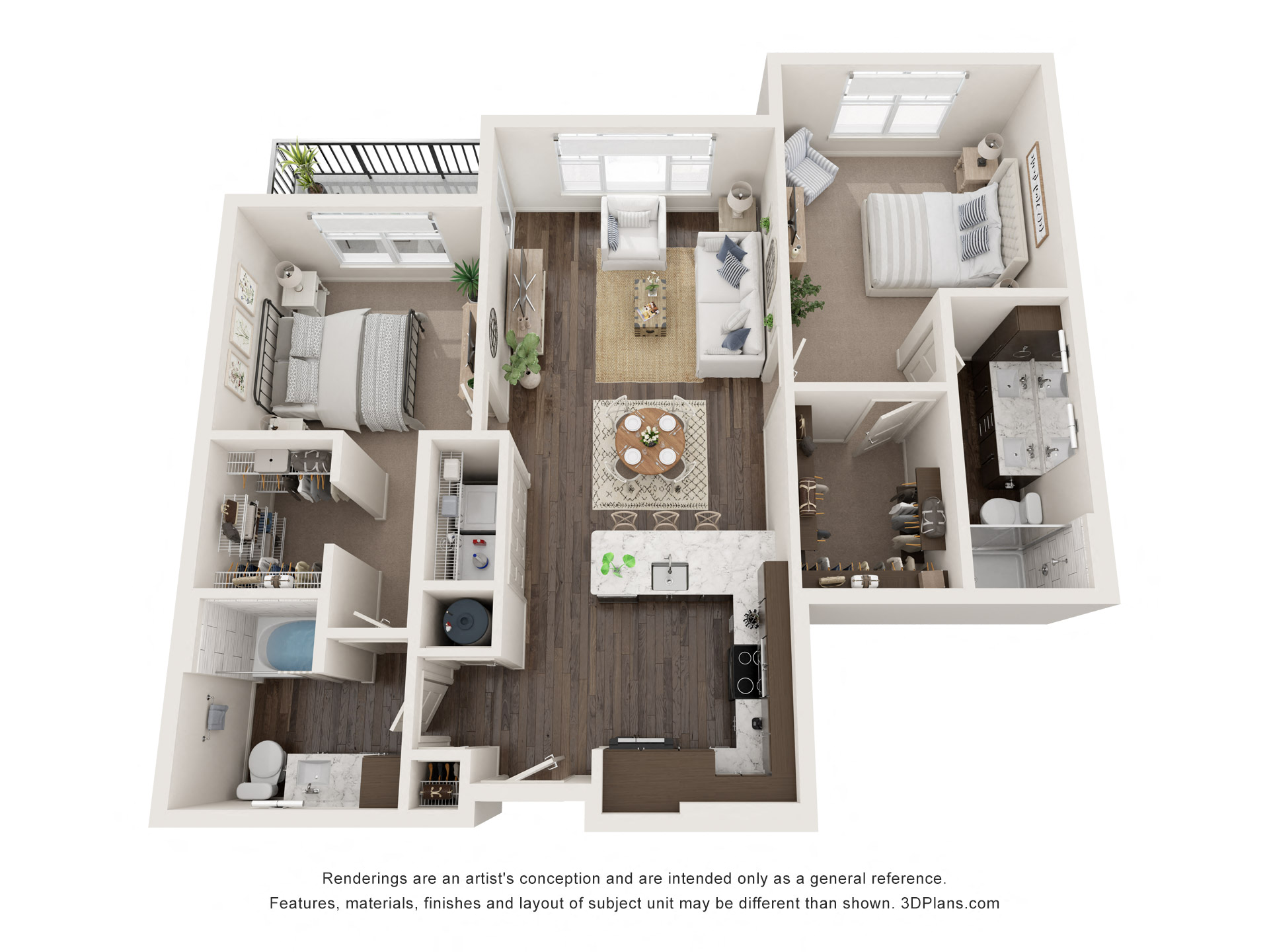 2 bed 2 bath floor plan A at The Clearing at ONE28, Olathe, KS