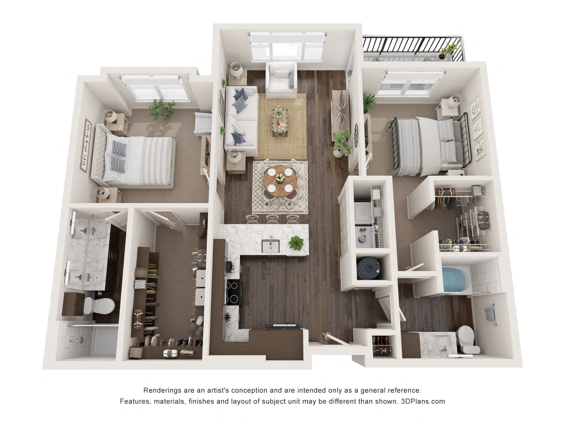 2 bed 2 bath floor plan B at The Clearing at ONE28, Olathe, KS, 66062