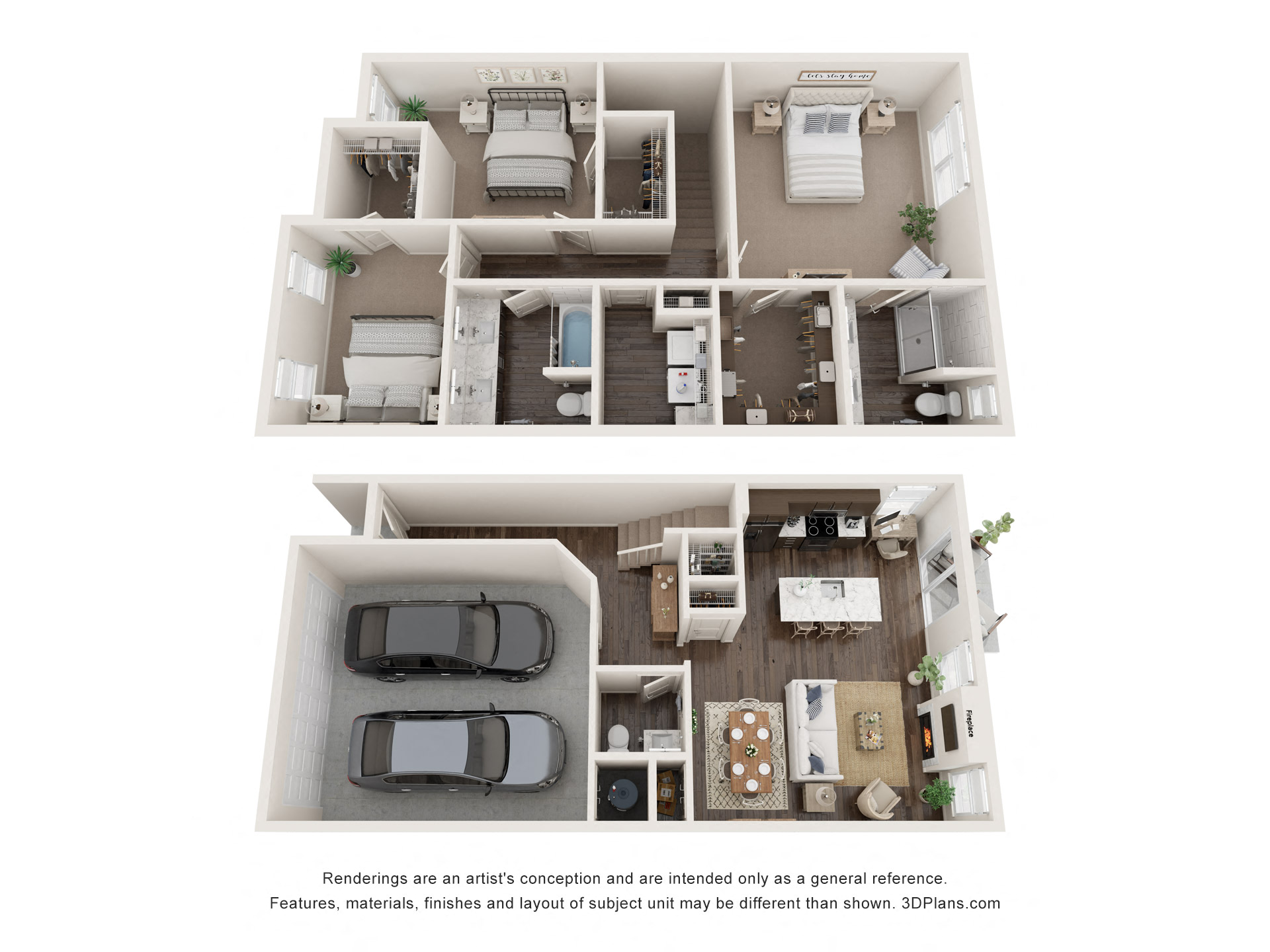 3 bed 2.5 bath floor plan A at The Clearing at ONE28, Olathe