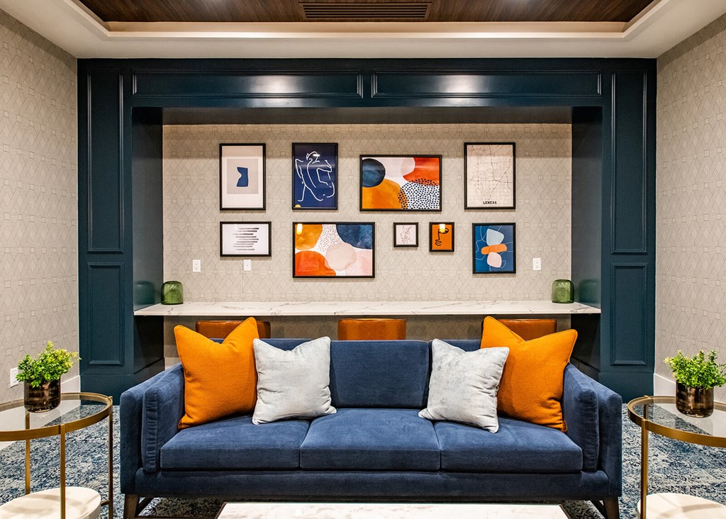 Couch with background at The Villas at Waterside, Lenexa, KS