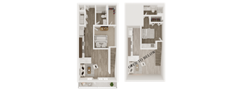 2 bedroom 2 bathroom floor plan B at The Apex at CityPlace, Overland Park, Kansas