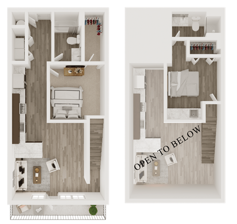 2 bedroom 2 bathroom floor plan B at The Apex at CityPlace, Overland Park, Kansas