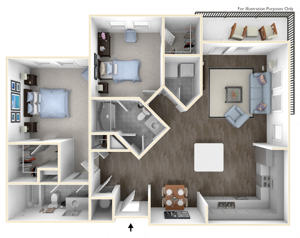 The Maple 2 Bed 2 Bath Floor Plan at The Crest at Laurel Canyon, Canton, 30114