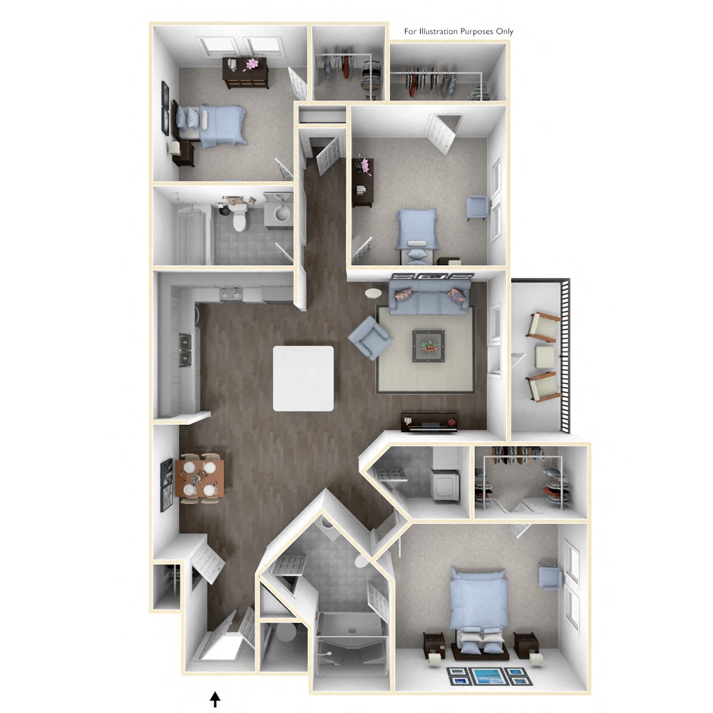 The Magnolia 3 Bed 2  Bath  Floor Plan at The Crest at Laurel Canyon, Georgia
