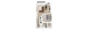 1 Bed 1 Bath Floorplan A at District on the Etowah Apartments, Georgia