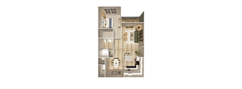 1 bed 1 bath Floorplan at The Crest at Oakwood Apartments, Oakwood , GA, 30566